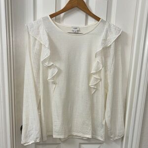J. Crew Cream Ruffle Blouse